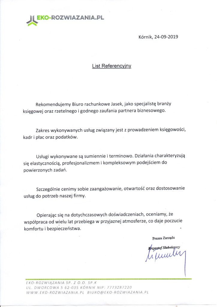 biuro rachunkowości JASEK